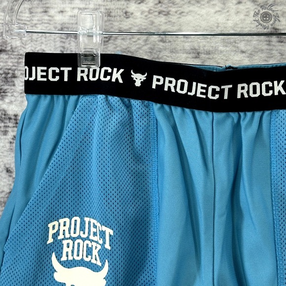 NWT Under Armour Project Rock Girls Play Up Shorts Glacier Blue Size Large‎ - Picture 3 of 10